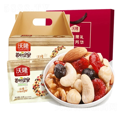 沃隆每日堅(jiān)果750g送禮袋混合堅(jiān)果休閑零食炒貨